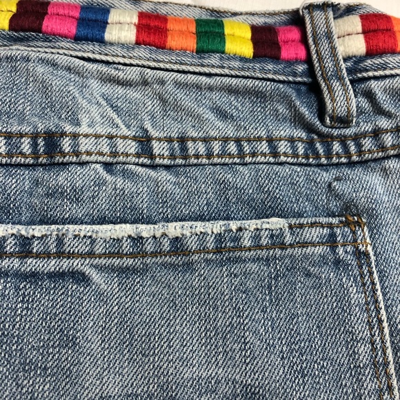 Free People Jean Shorts Size 27 (waist 30”) Eliot Rainbow Waist Very Distressed - Picture 7 of 10